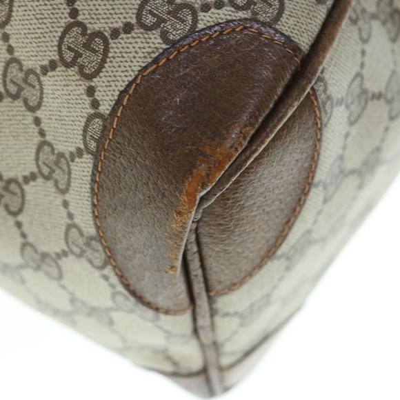 GUCCI GG Supreme Web Sherry Line Hand Bag PVC Leather Beige Red Green Auth 62953 - Picture 9 of 16